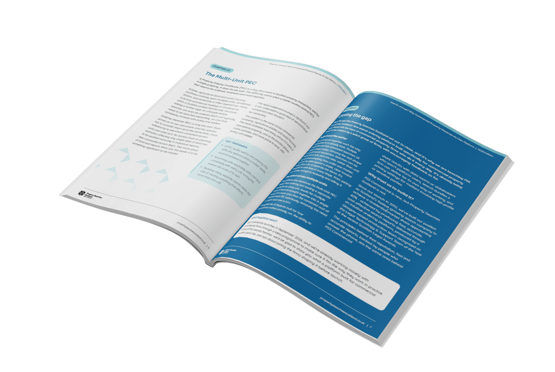 Preview of pages inside the PSS Commercial guide, showing the Multi-Unit PEC chapter
